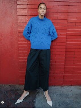 Merlette Amira Sweater Blue Cable Knit